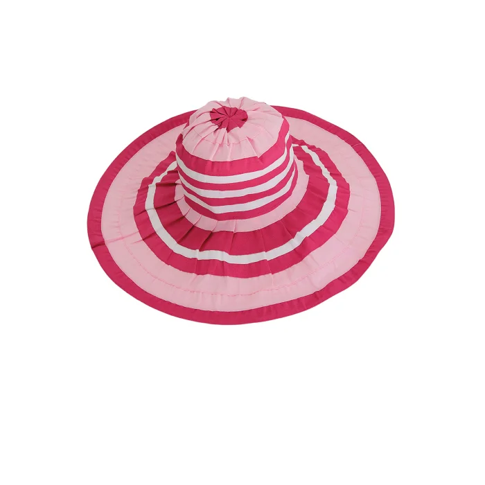 Bayan Çizgili Geniş Kenar Şapka