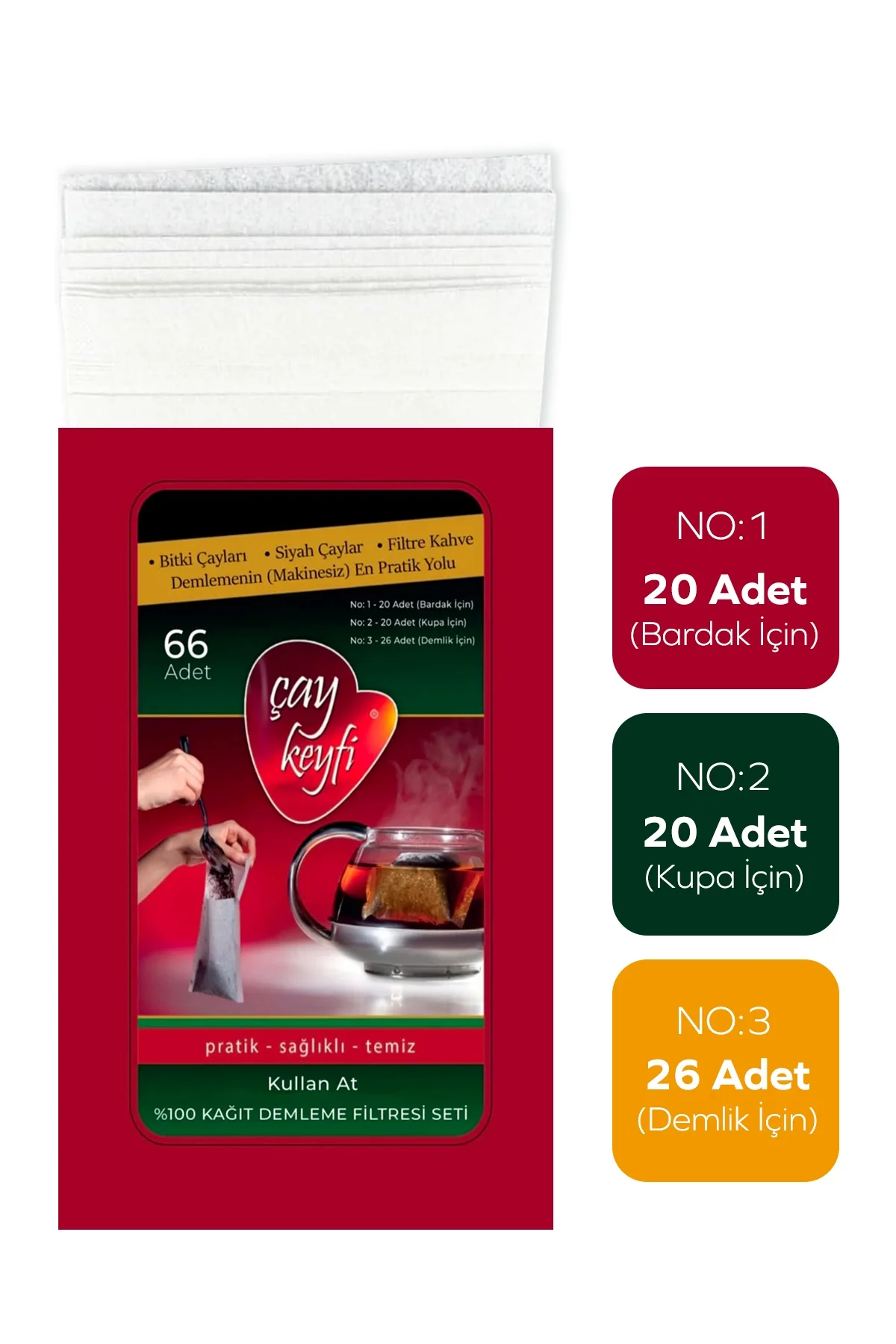 Çay Demleme Poşeti 3 Boy Set ( İlk Defa Deneyecekler İçin) 66 Adet