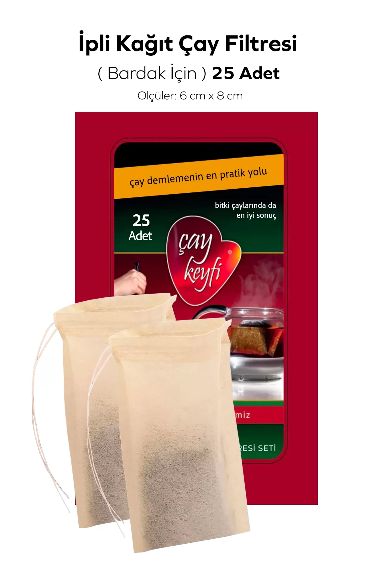 İpli Çay Kahve Filtresi (6cm x 8cm) 25 adet Ağartılmamış Kağıt