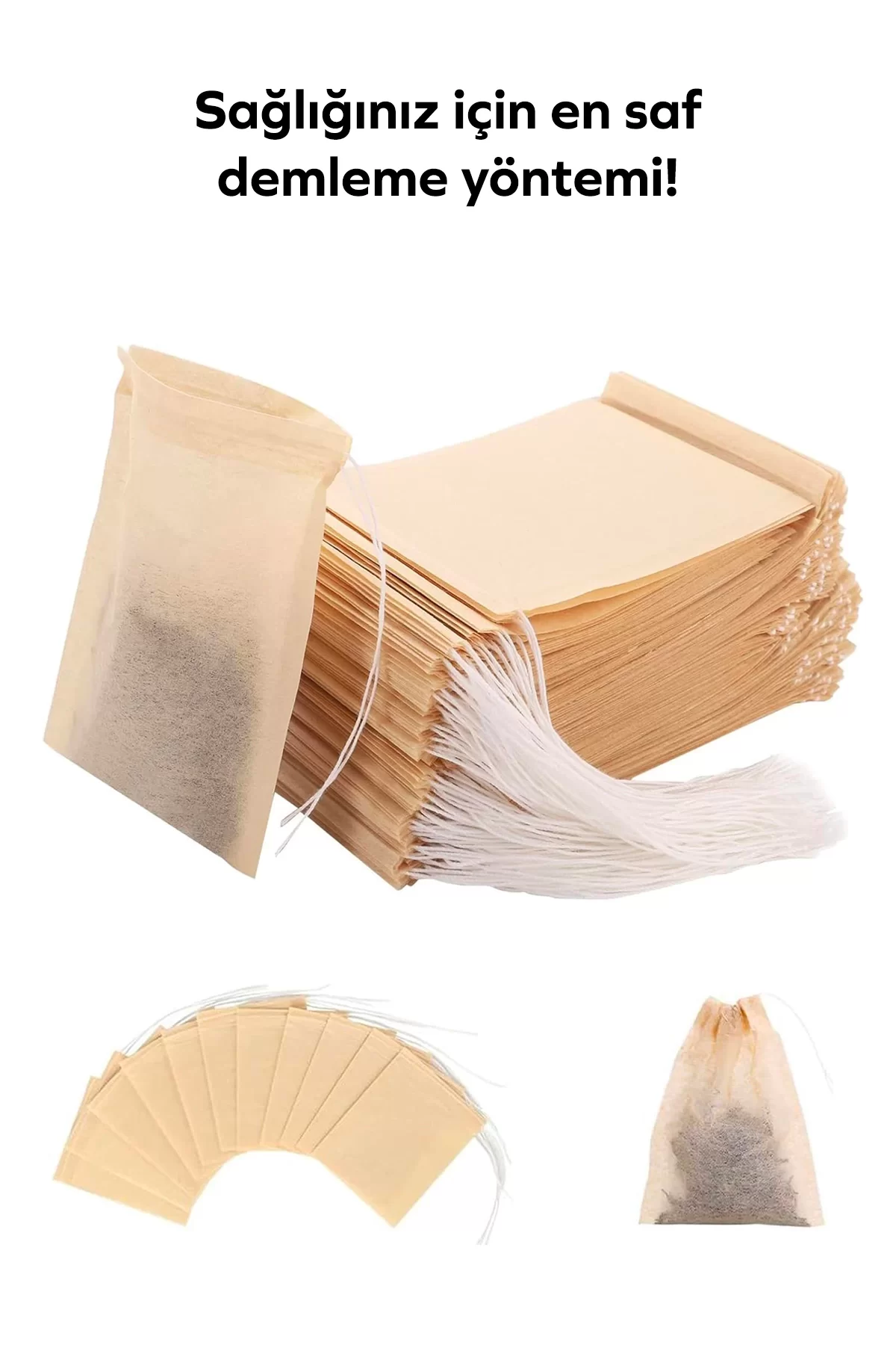 İpli Çay Kahve Filtresi (6cm x 8cm) 25 adet Ağartılmamış Kağıt