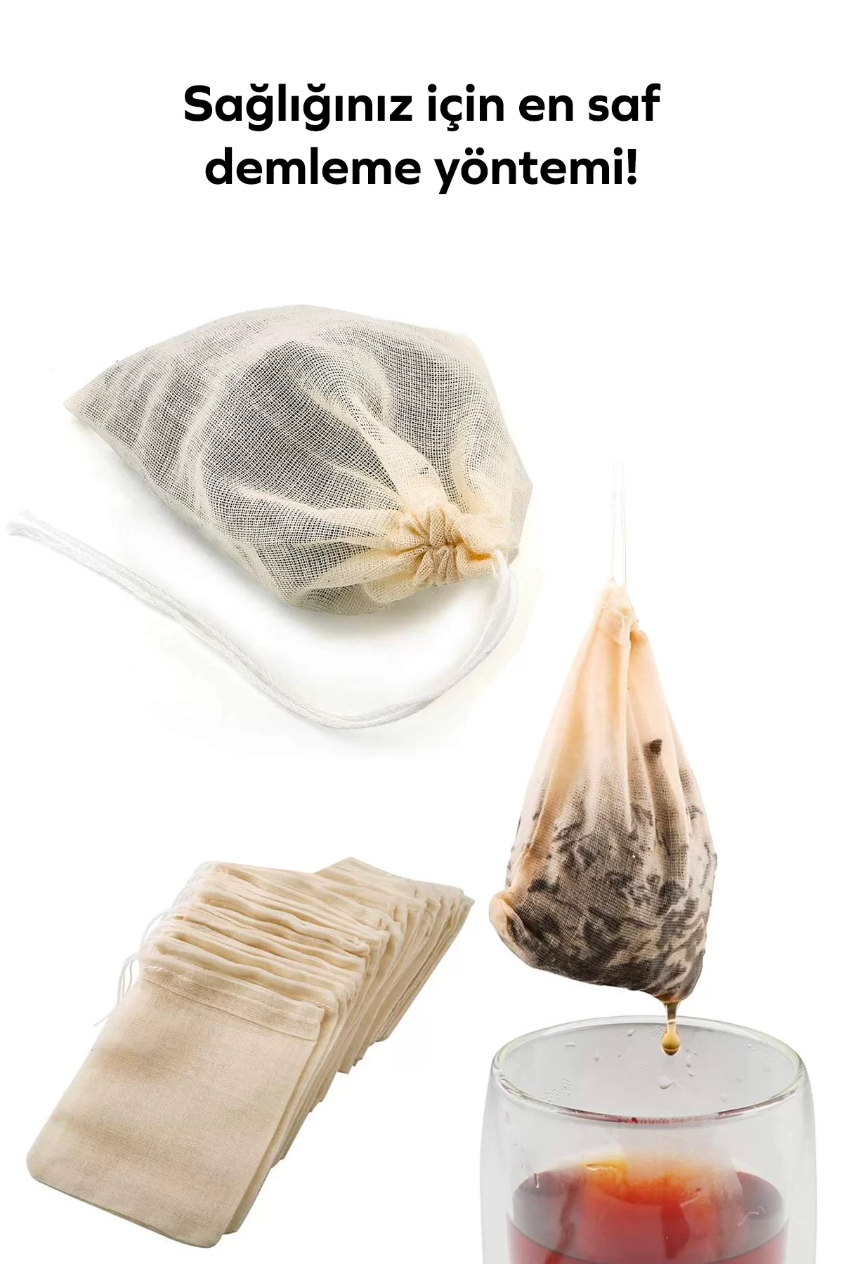 İpli Müslin Çay / Kahve Filtresi (6cm x 9cm) 25li Paket