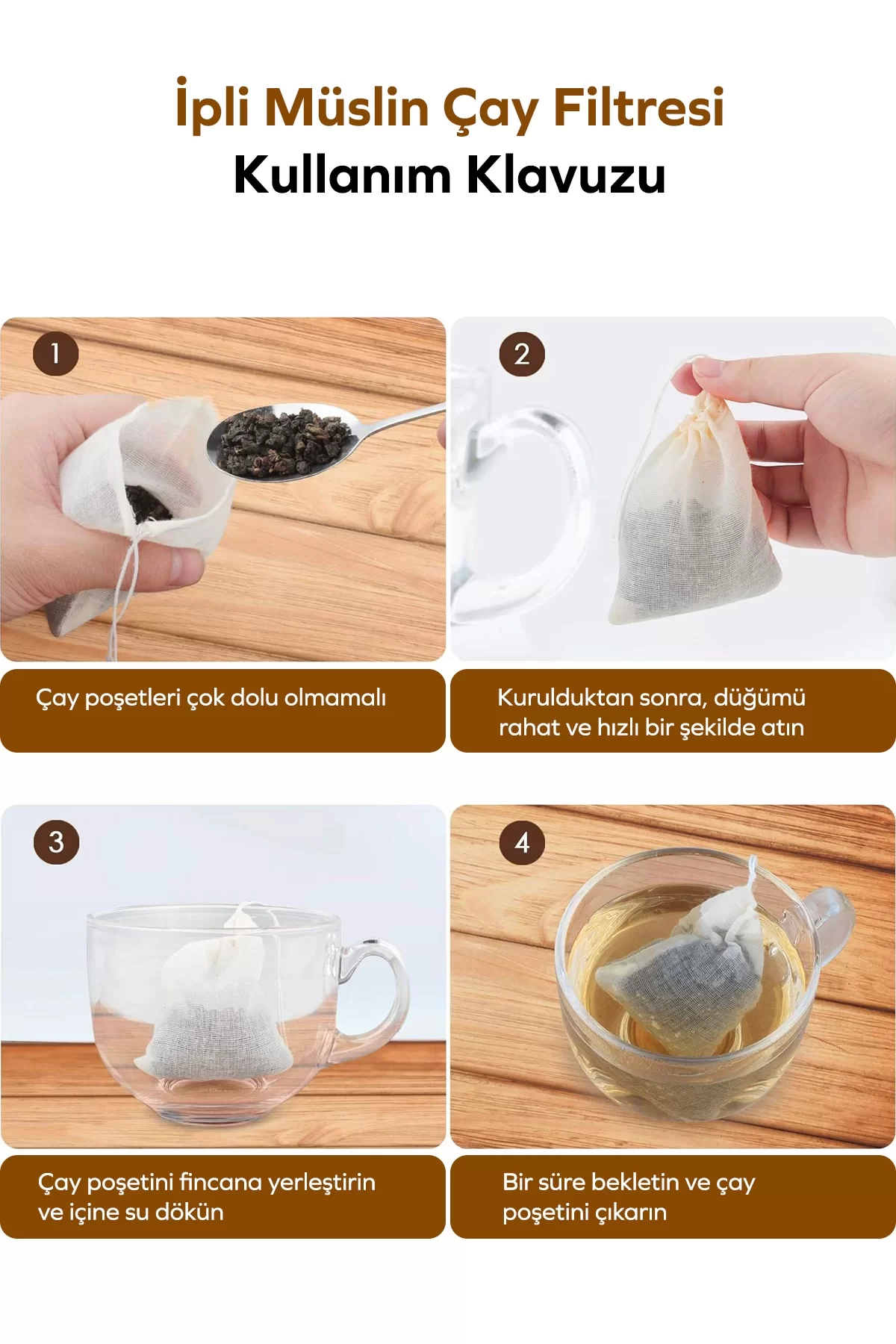 İpli Müslin Çay / Kahve Filtresi (6cm x 9cm) 25li Paket