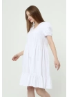 Kadın V Yaka Büzgülü Midi Cotton Elbise 4439/100