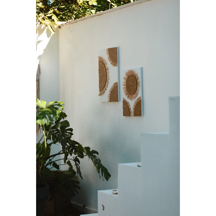 2li El Yapımı Bohem Hasır Güneş Tablo