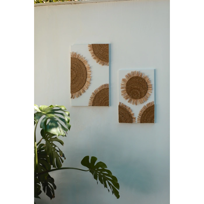 2li El Yapımı Bohem Hasır Güneş Tablo