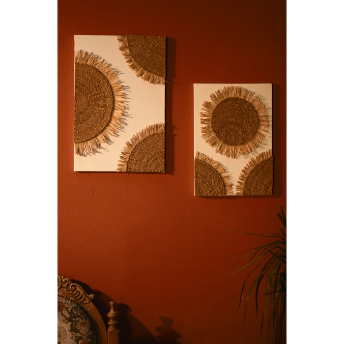 2li El Yapımı Bohem Hasır Güneş Tablo