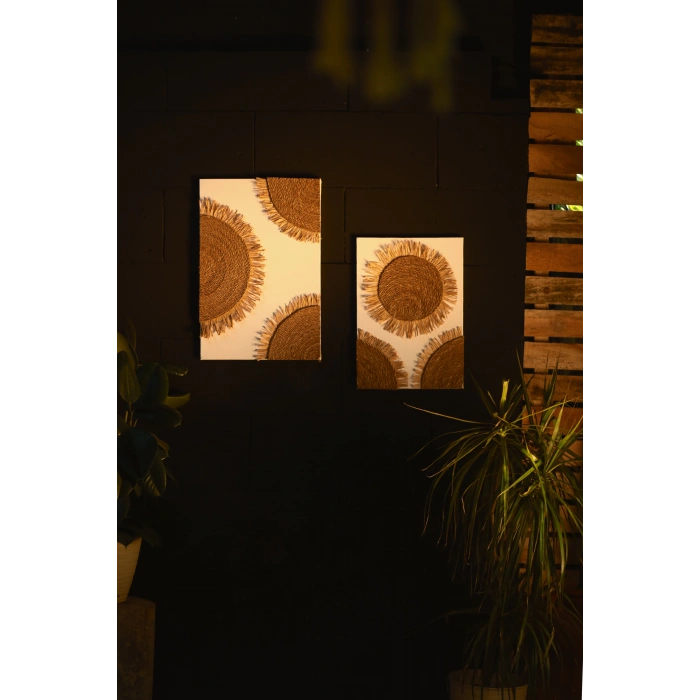 2li El Yapımı Bohem Hasır Güneş Tablo