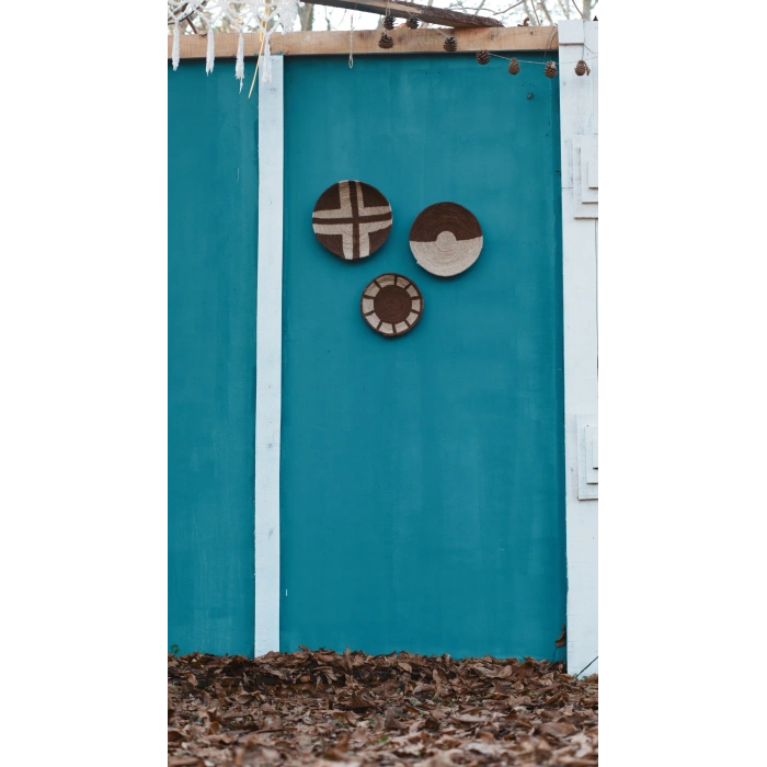 3lü El Yapımı Bohem Hasır Afrikan Duvar Tabağı Seti