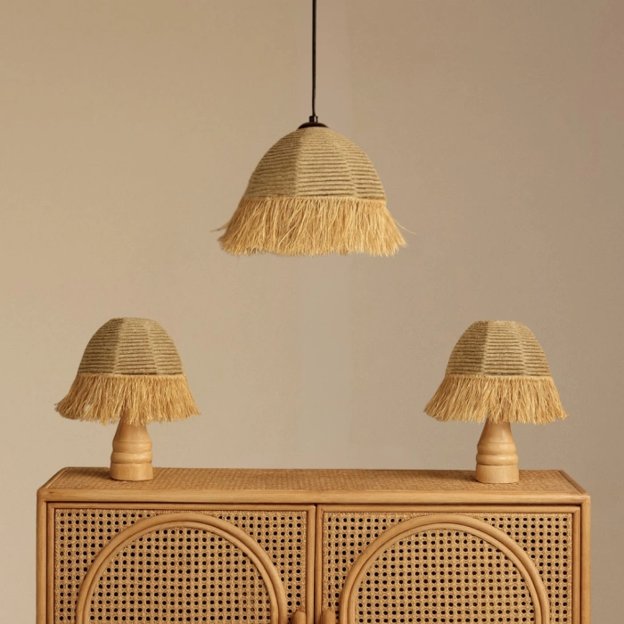 3’lü Halat Bohem Aydınlatma Seti (El Yapımı 2 Abajur + 1 Avize)
