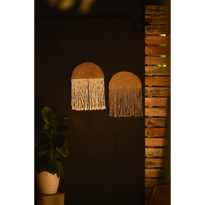 2li El Yapımı Yağmur Bulut Bohem Duvar Süsü - Kahve