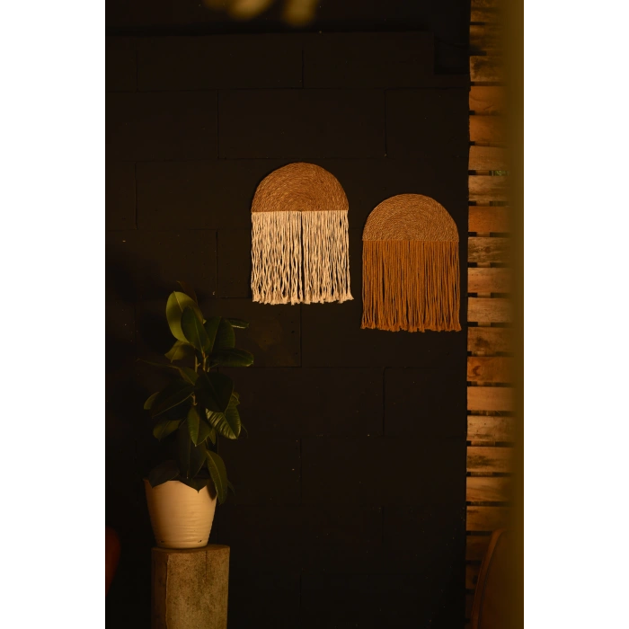 2li El Yapımı Yağmur Bulut Bohem Duvar Süsü - Hardal