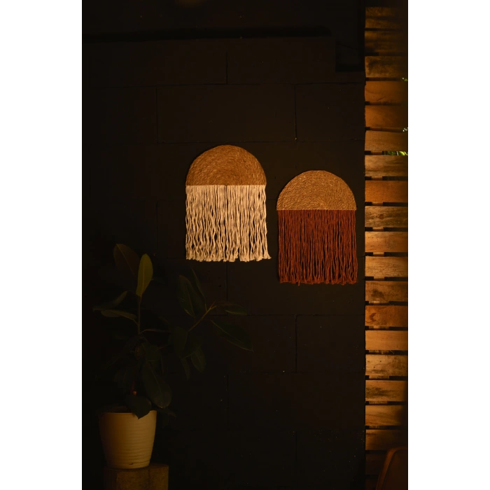 2li El Yapımı Yağmur Bulut Bohem Duvar Süsü - Kiremit