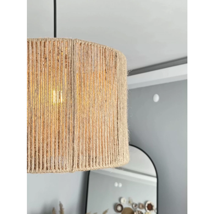 Yuvarlak Jüt Avize - Ev, Balkon, Kış Bahçesi, Kafe, Restoran, Sahil, Bungalov Aydınlatma / El Yapımı Bohem Hasır Jüt Avize