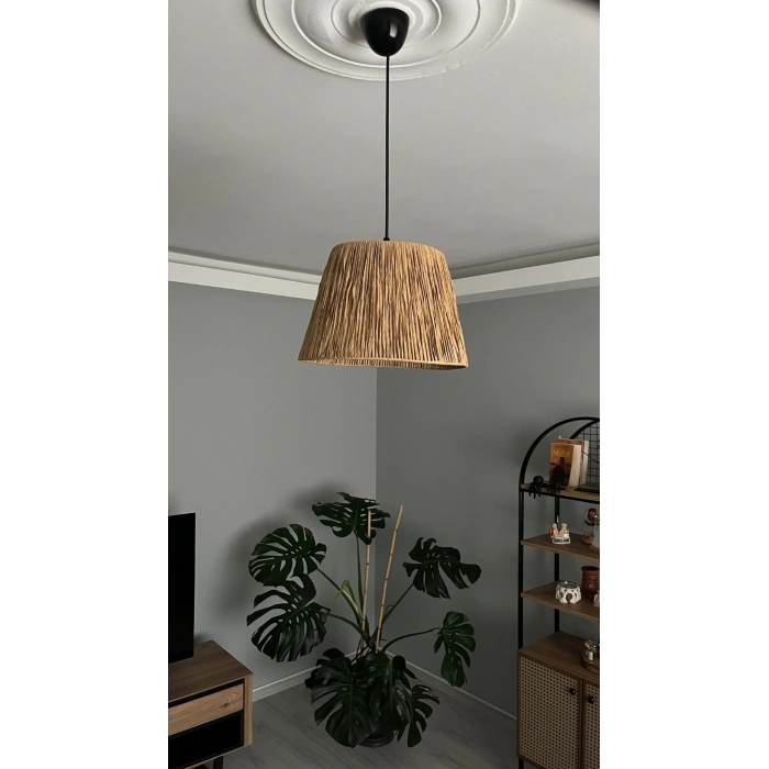 Üçgen Kağıt Rafya Avize - Ev, Balkon, Kış Bahçesi, Kafe, Restoran, Sahil, Bungalov Aydınlatma / El Yapımı Bohem Doğal Kağıt Rafya Avize