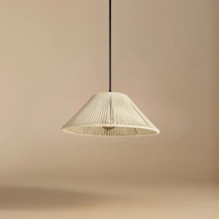 Makrome Avize (EKRU) - Ev, Çocuk Odası, Balkon, Kış Bahçesi, Kafe, Restoran, Bungalov Aydınlatma / El Yapımı Bohem Makrome Avize