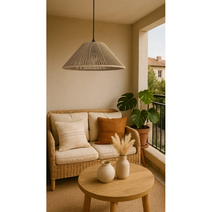 Makrome Avize (KAHVE) - Ev, Çocuk Odası, Balkon, Kış Bahçesi, Kafe, Restoran, Bungalov Aydınlatma / El Yapımı Bohem Makrome Avize