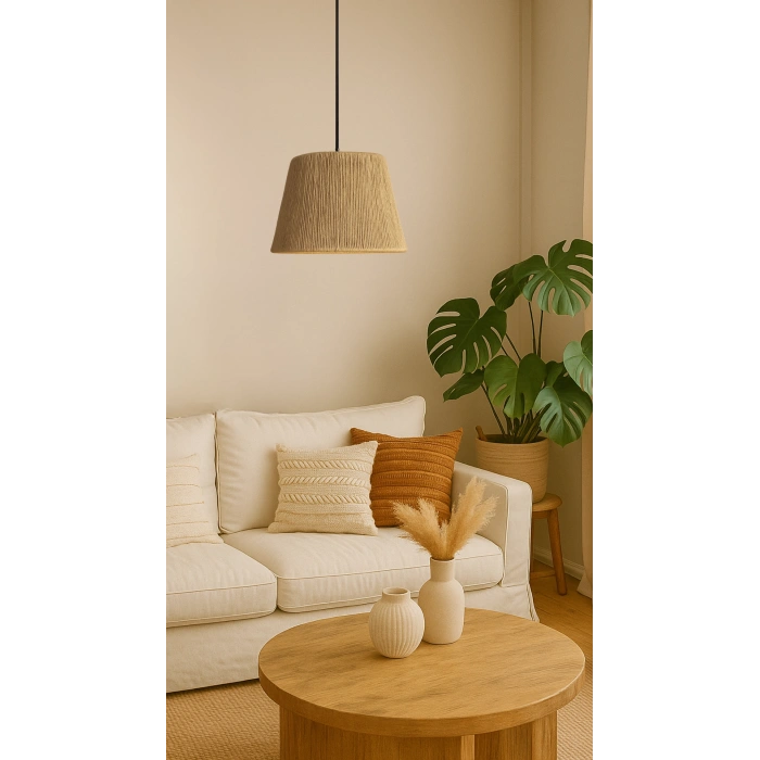 Üçgen Jüt Avize - Ev, Balkon, Kış Bahçesi, Kafe, Restoran, Sahil, Bungalov Aydınlatma / El Yapımı Bohem Hasır Jüt Avize