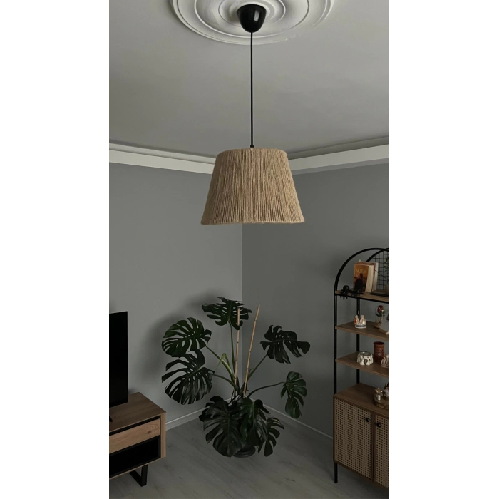 Üçgen Jüt Avize - Ev, Balkon, Kış Bahçesi, Kafe, Restoran, Sahil, Bungalov Aydınlatma / El Yapımı Bohem Hasır Jüt Avize