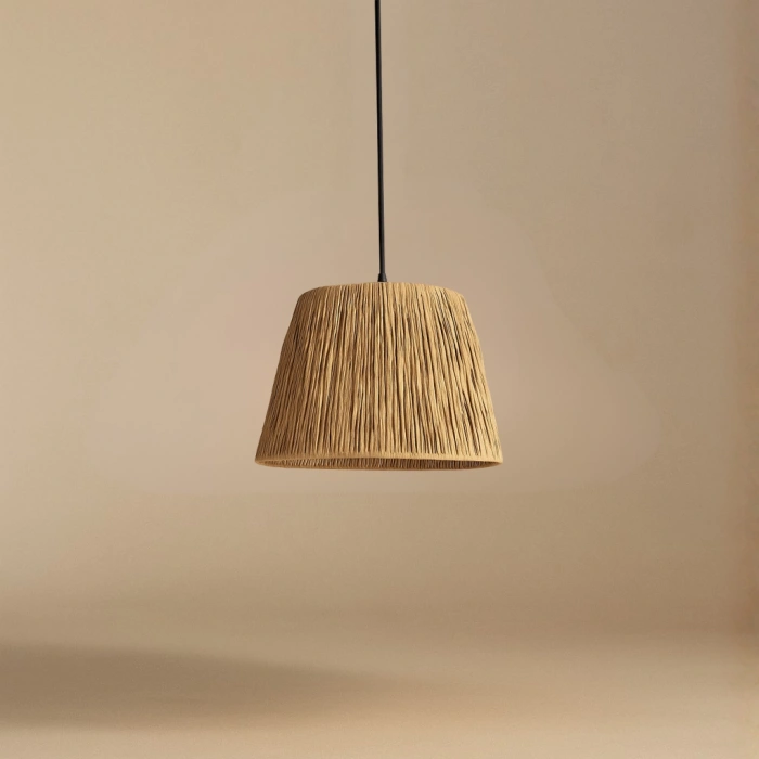 Üçgen Kağıt Rafya Avize - Ev, Balkon, Kış Bahçesi, Kafe, Restoran, Sahil, Bungalov Aydınlatma / El Yapımı Bohem Doğal Kağıt Rafya Avize