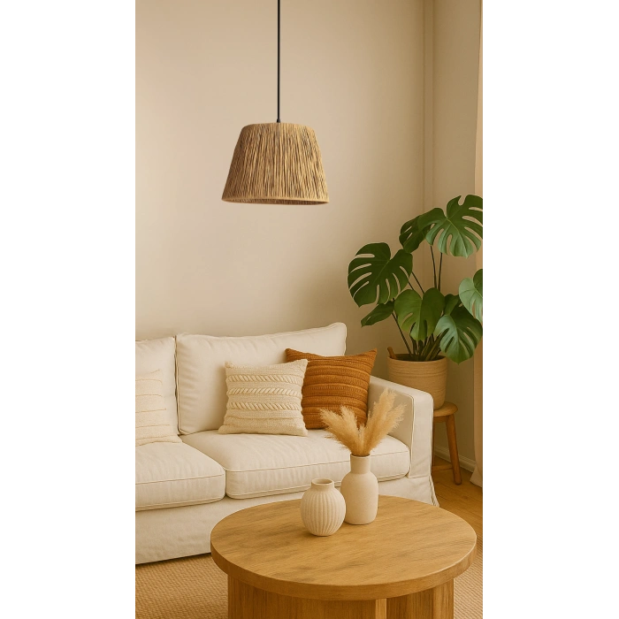 Üçgen Kağıt Rafya Avize - Ev, Balkon, Kış Bahçesi, Kafe, Restoran, Sahil, Bungalov Aydınlatma / El Yapımı Bohem Doğal Kağıt Rafya Avize