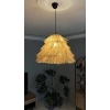 Büyük Konik Rafya Avize - Ev, Balkon, Kış Bahçesi, Kafe, Restoran, Sahil, Bungalov Aydınlatma / El Yapımı Sık Örme Bohem Konik Saçaklı Rafya Avize