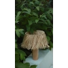 Tek Katlı Doğal Rafya Abajur - El Yapımı Doğal Ahşap Ayaklı Bohem Doğal Rafya Abajur (Kablolu)
