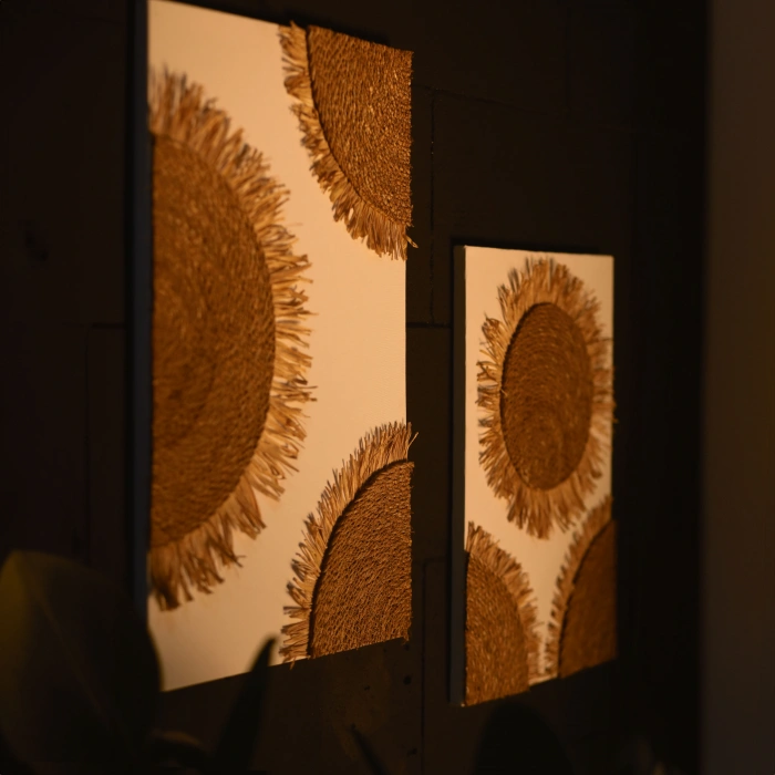 2li El Yapımı Bohem Hasır Güneş Tablo