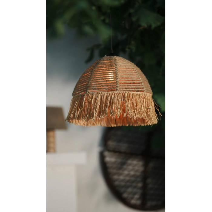 Halat Avize - Ev, Balkon, Kış Bahçesi, Kafe, Restoran, Sahil, Bungalov Aydınlatma / El Yapımı Sık Örme Bohem Saçaklı Hasır Halat Avize