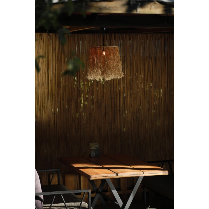 1 Katlı Rafya Avize - Ev, Balkon, Kış Bahçesi, Kafe, Restoran, Sahil, Bungalov Aydınlatma / El Yapımı Sık Örme Bohem Saçaklı Rafya Avize