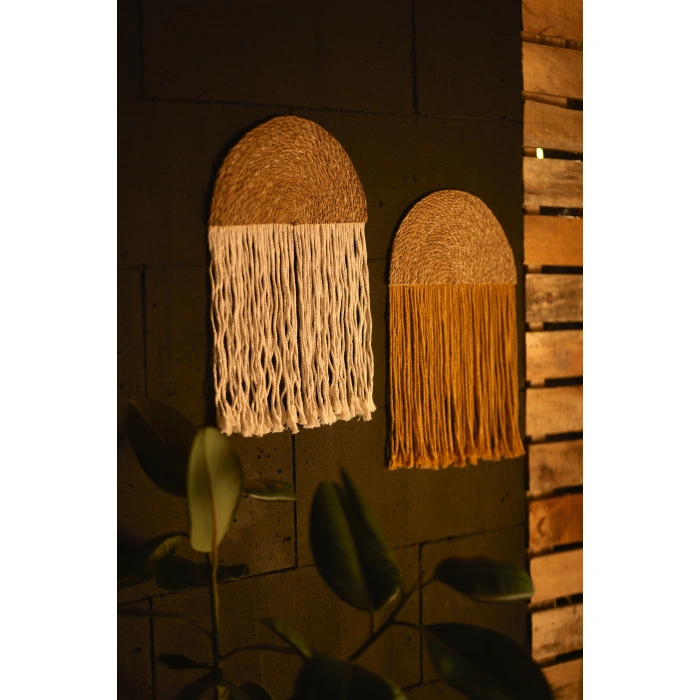 2li El Yapımı Yağmur Bulut Bohem Duvar Süsü - Hardal