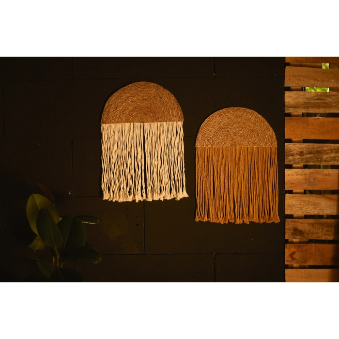 2li El Yapımı Yağmur Bulut Bohem Duvar Süsü - Hardal