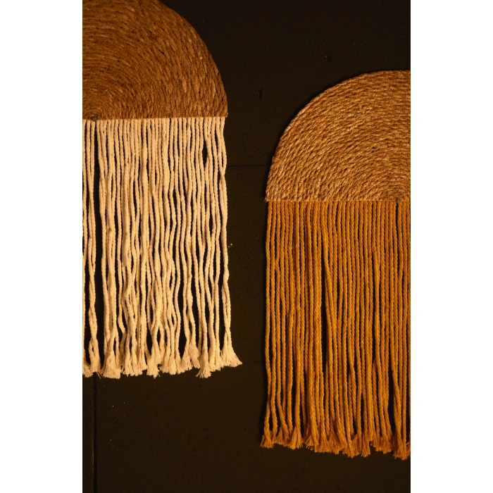 2li El Yapımı Yağmur Bulut Bohem Duvar Süsü - Hardal