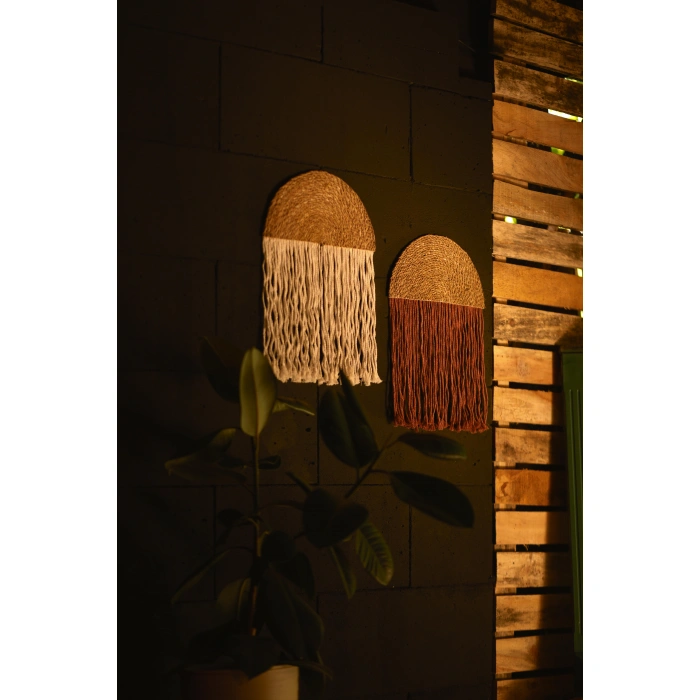 2li El Yapımı Yağmur Bulut Bohem Duvar Süsü - Kiremit