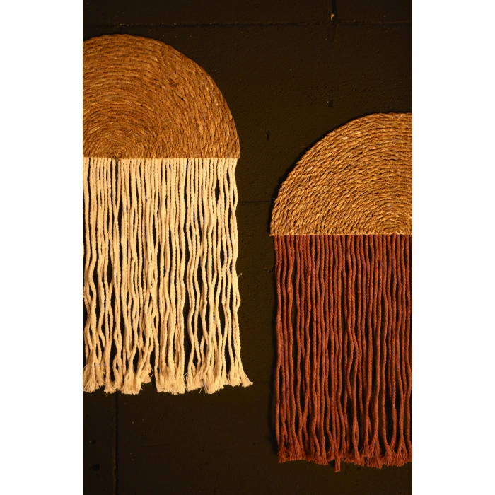 2li El Yapımı Yağmur Bulut Bohem Duvar Süsü - Kiremit