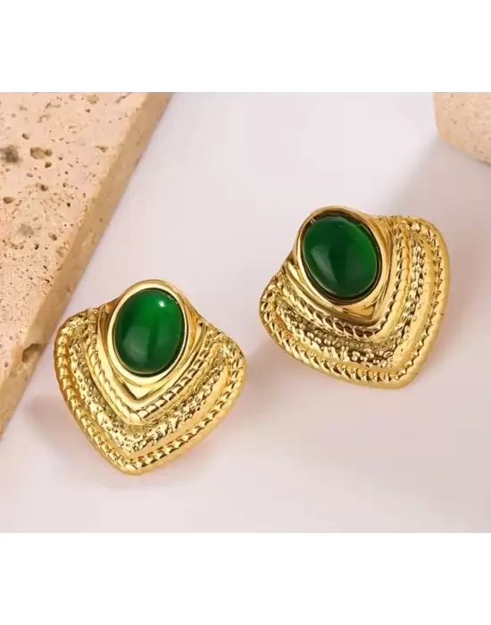 VINTAGE ZÜMRÜT YESILI KÜPE