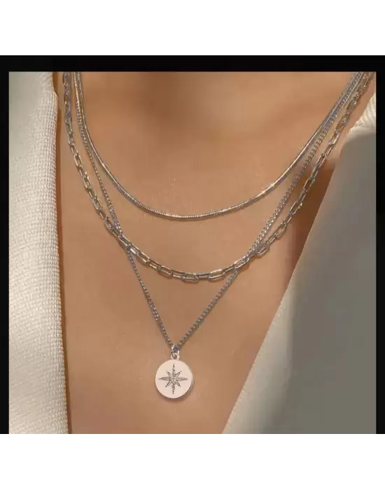 Steel Katmanlı Kolye