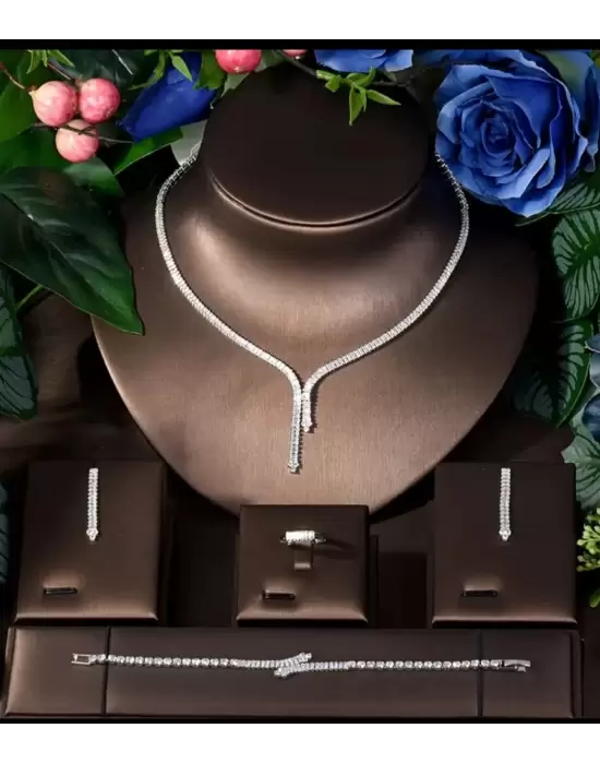 Zircon Set (Kolye Bileklik Küpe Yüzük)(2)