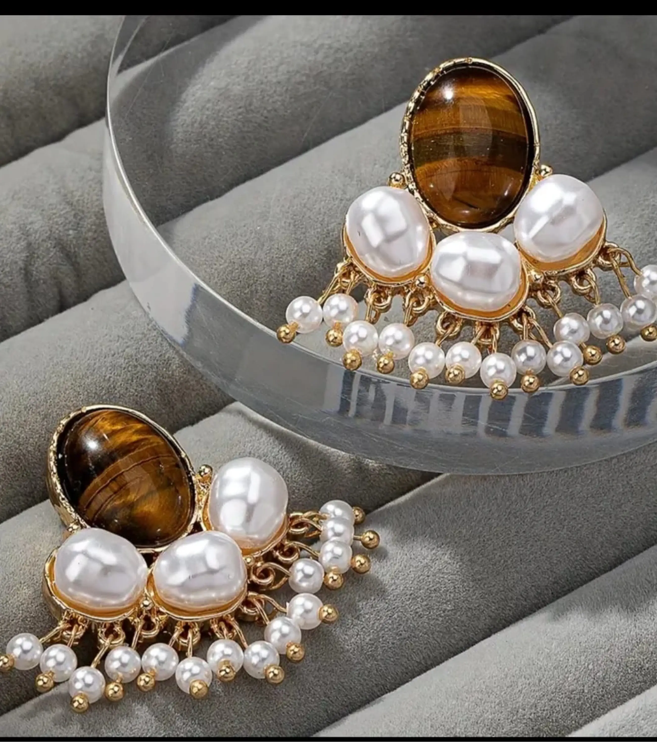 İnci Tasarımlı Sarkıntlı Küpe