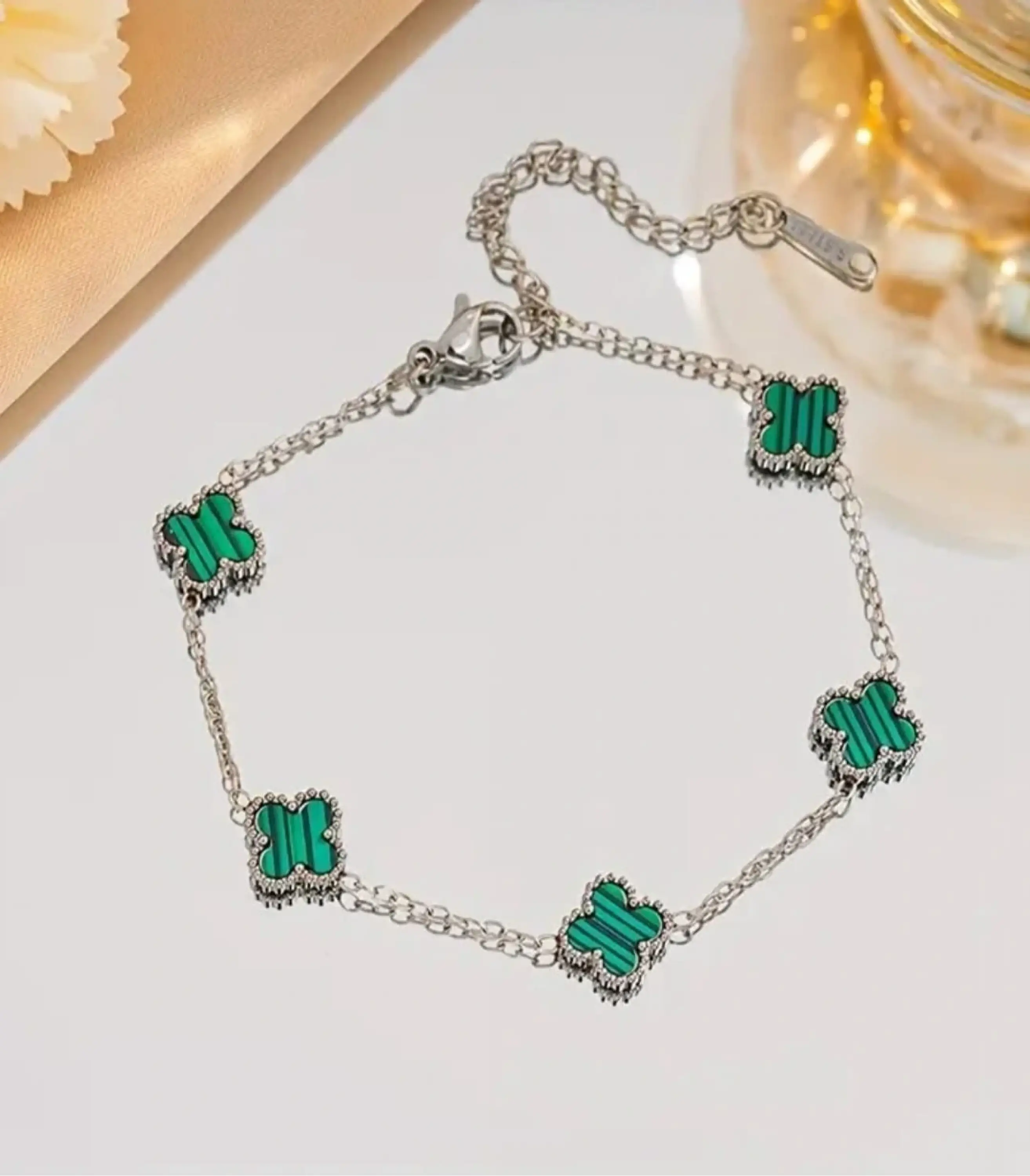 Steel Yonca Bileklik (yeşil)