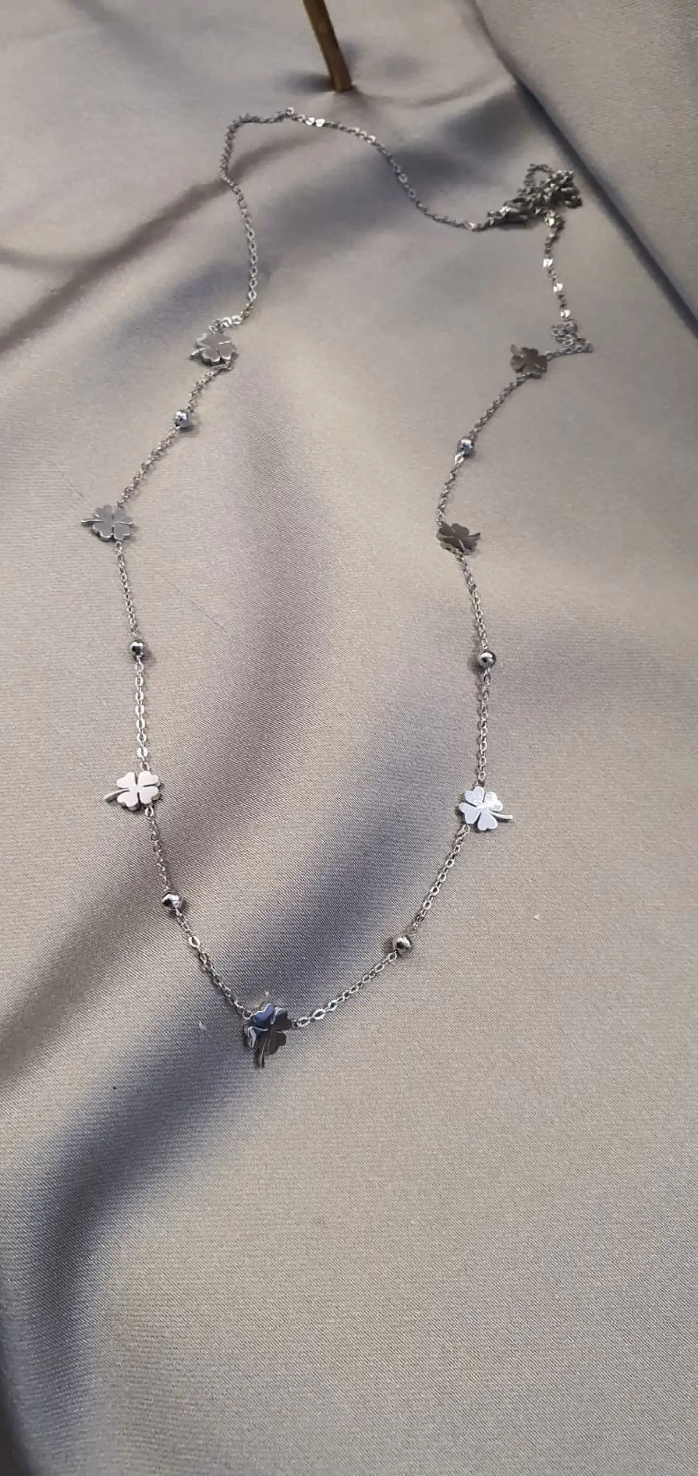 Steel Yonca Kolye (Sılver) (55cm)