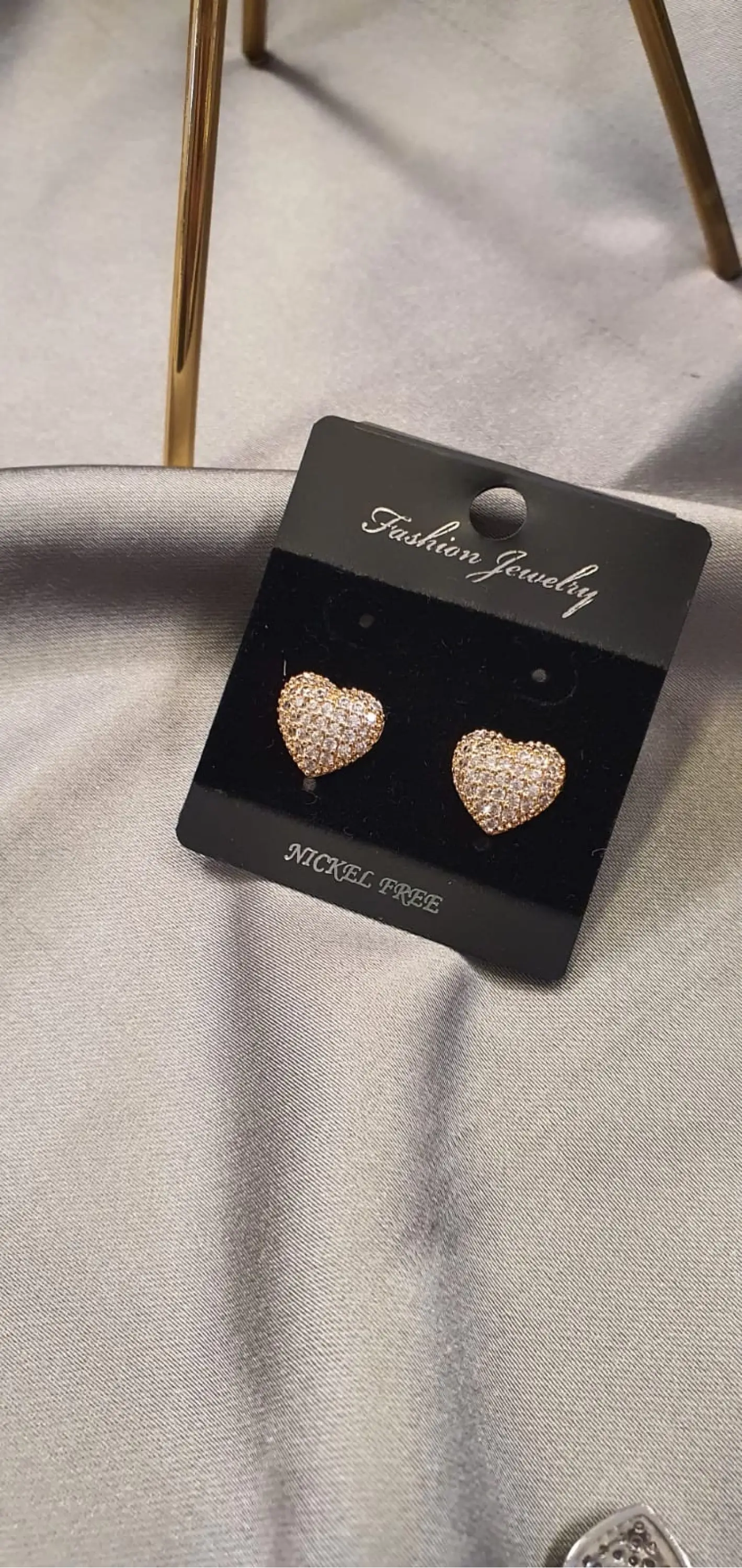 Zircon Kalp Küpe (Gold)