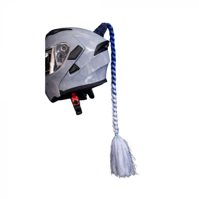 Kask Saçı Örgü Laciver - Gri Geçişli