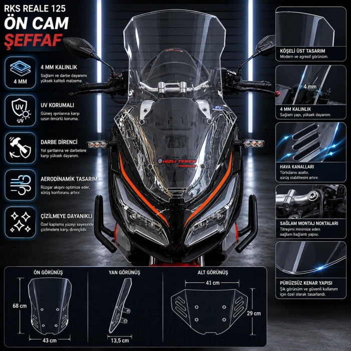 RKS Reale 125 Ön Tur Camı Şeffaf