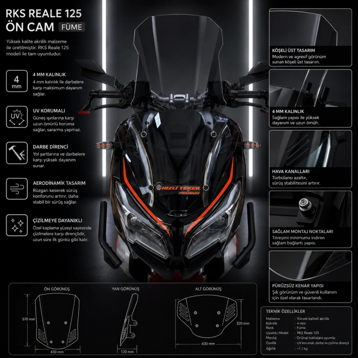 RKS Reale 125 Ön Tur Camı Füme
