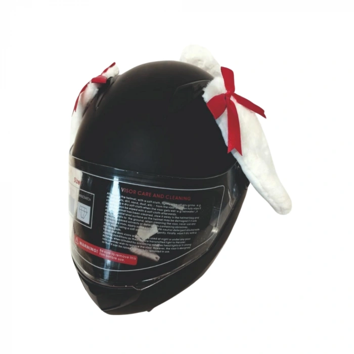 HIZLI TEKER Kask Peluş Tavşan Kulak Kırmızı Kurdele