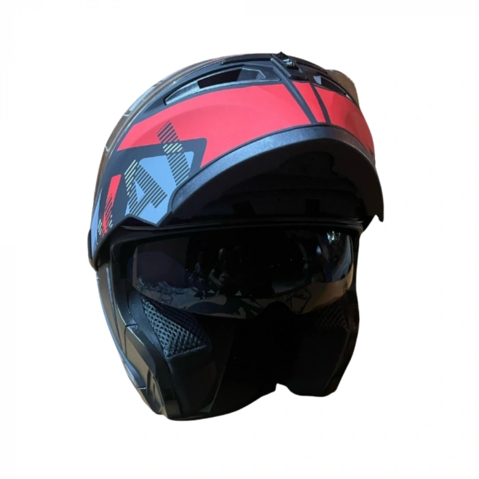 JK 902 Çene Açılır Kask Çene Açılır H1 Kırmızı