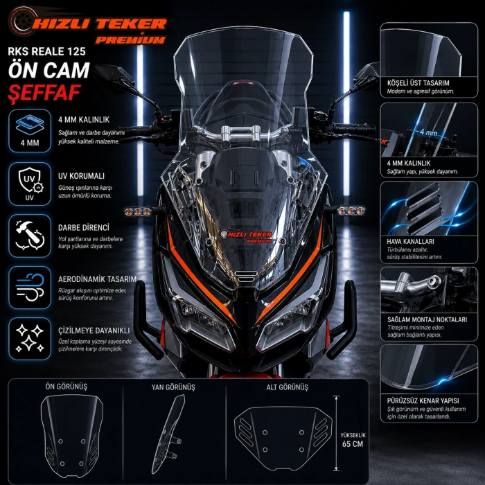 RKS Reale 125 Ön Tur Camı Şeffaf