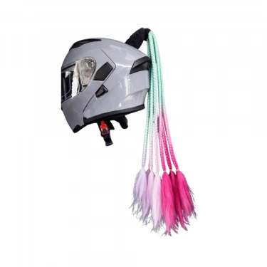 Kask Saçı Afrika Örgü Su Yeşili - Pembe Geçişli