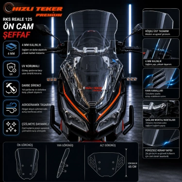 RKS Reale 125 Ön Tur Camı Şeffaf