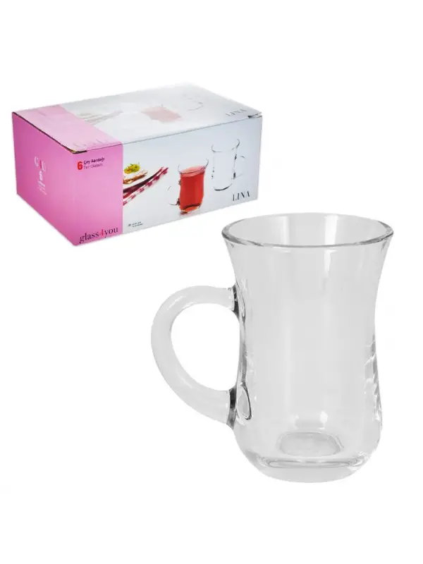 55783 Glassyou Lina 6 Lı Kulplu Çay Bardak
